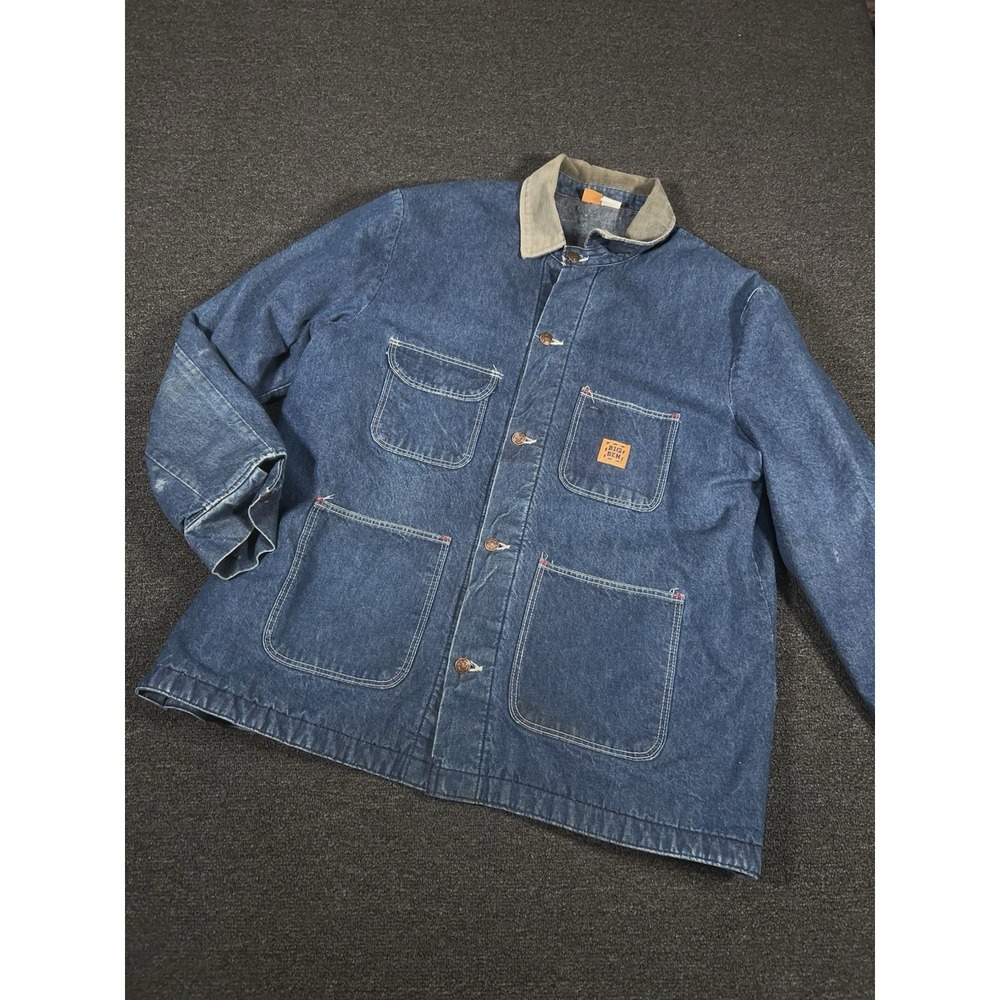 Vintage Big Ben Denim Chore Jacket Coat Men's 48 Blue Blanket Lined USA Made 70s